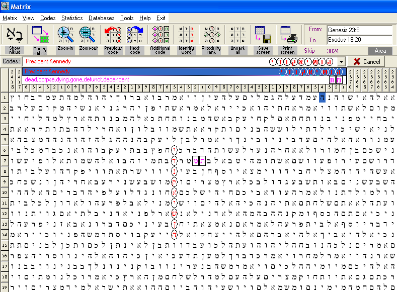 President Kennedy Bible Code Matrix